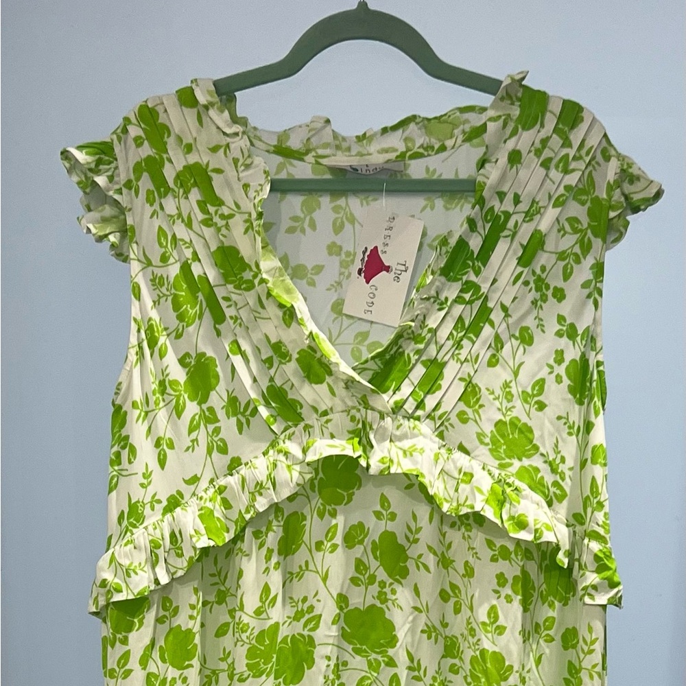 Floral Green and White Maxi Dress